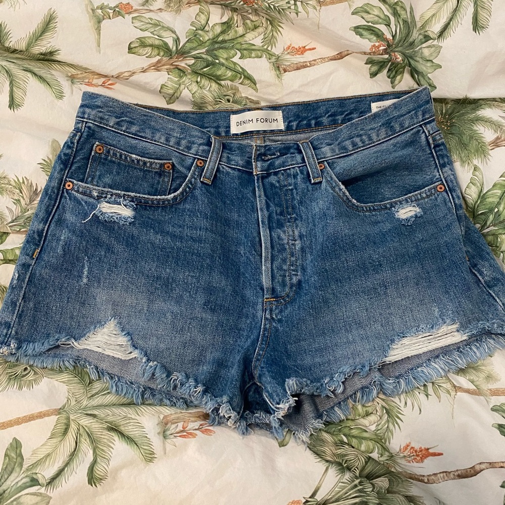 Aritzia Denim Forum Blue Distressed Women's Cut-off Shorts